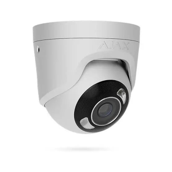 Caméra tourelle Ajax blanche avec optique grand angle et éclairage infrarouge